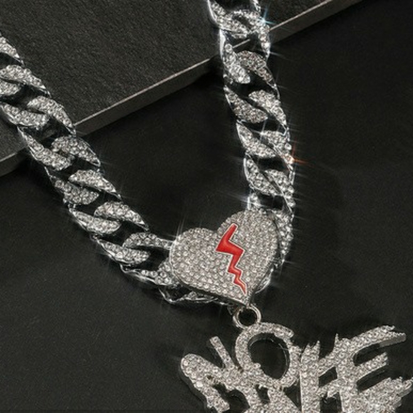 Men's Rhinestone No Love Diamond Chain - Picture 3 of 7
